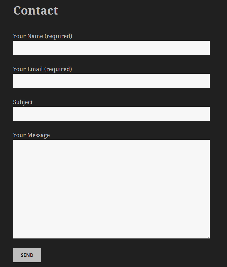 Overview of the contact form
