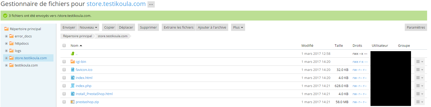 File manager Store Ikoula