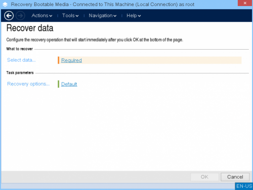Select data to restore